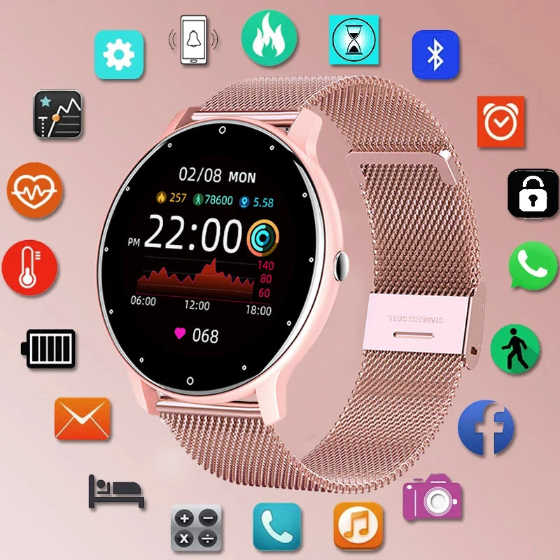 LIGE 2023 Relógio inteligente feminino tela sensível ao toque completa relógio esportivo fitness IP67 à prova d'água Bluetooth para Android iOS relógio inteligente feminino