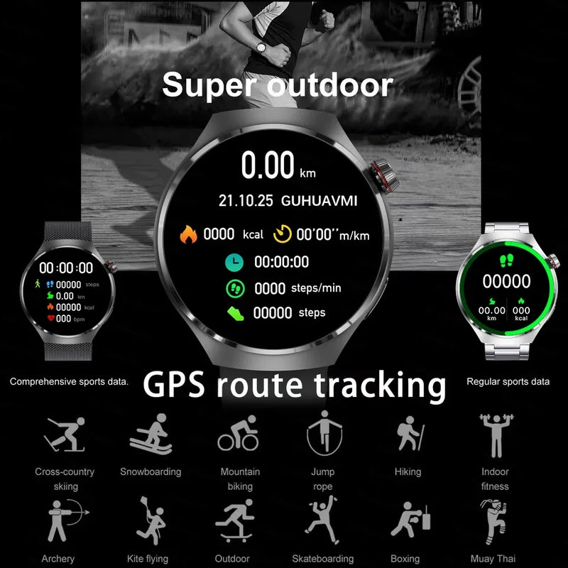 Para HUAWEI GT4 Pro GPS NFC Smart Watch Homens 360*360 Tela AMOLED Frequência cardíaca Bluetooth Chamada IP68 À Prova D'Água Homem Smartwatch 2024